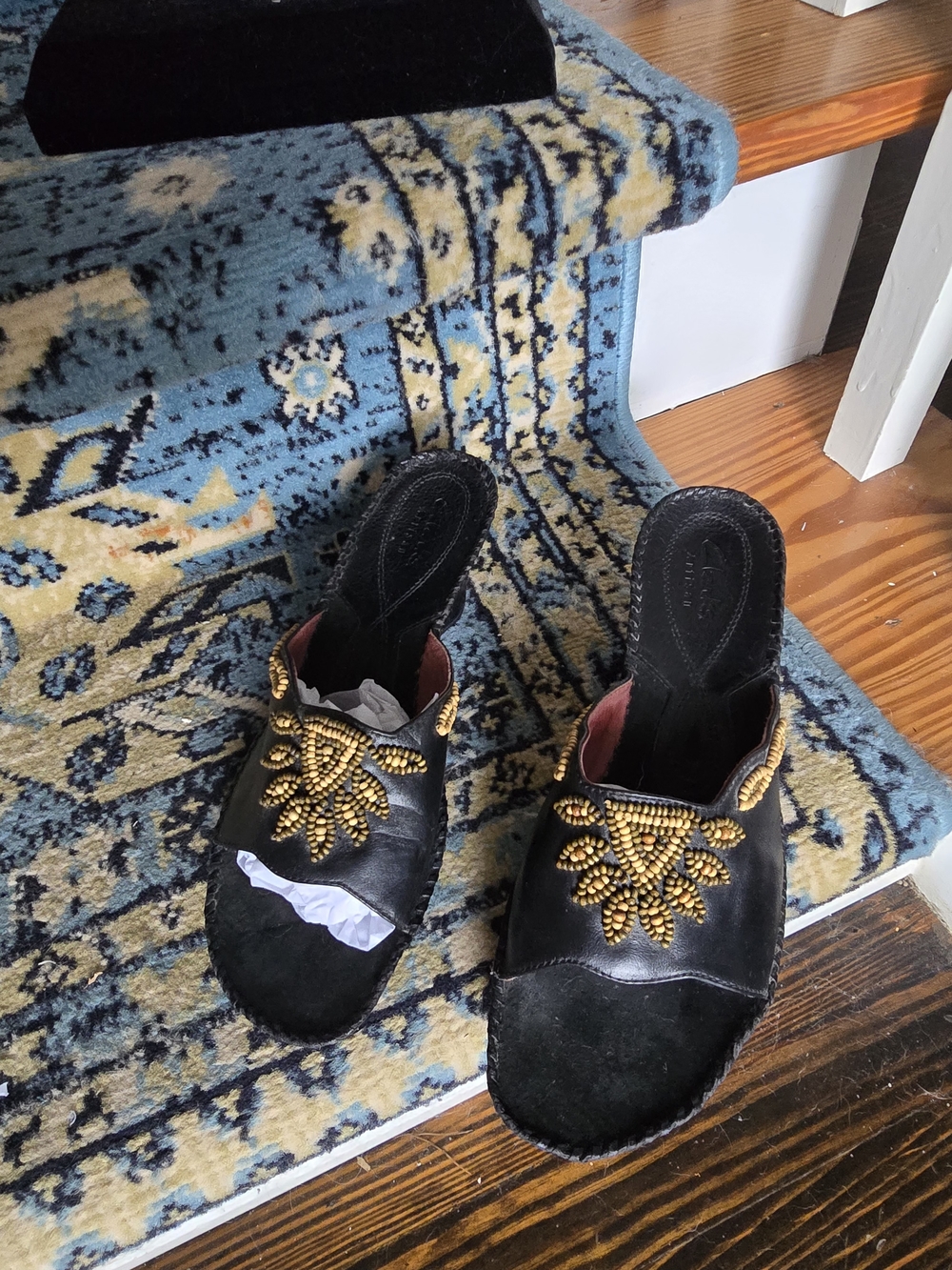 Clarks Black Beaded Slide Mules - Women's Decorative Slip-On Shoes